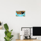 Poster motoneige. piste en poudre. (Bureau à domicile)