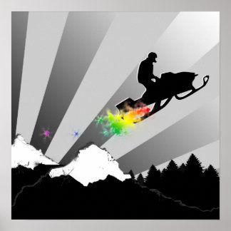 Poster motoneige. piste en poudre.