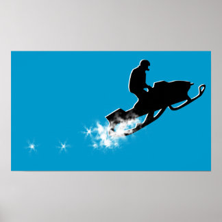 Poster motoneige. piste en poudre.