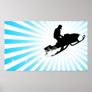Poster motoneige. piste en poudre.