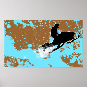 Poster motoneige. trace de poudre.