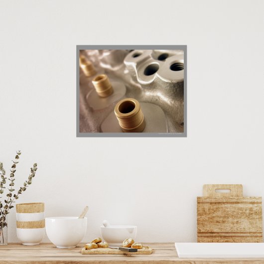 Poster motorcilinderkop metallisch geometrisch ont (Keuken)