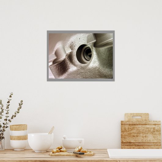 Poster motorcilinderkop metallisch geometrisch ont (Keuken)