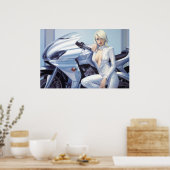 Poster Motorcycle Babe aérographe art (Cuisine)