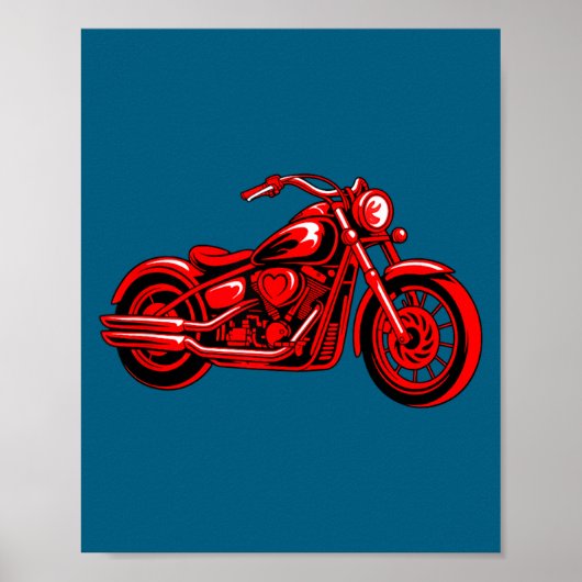 Poster Motorcycle Heart Biker Valentines Day Rider Couple (Devant)