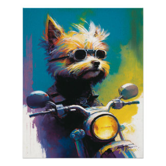 Poster Motorcycle, Motorbike - Yorkshire Terrier Dog 002