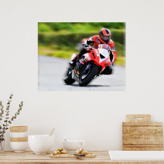 Poster Motorcycle Red Racer (Cuisine)