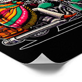 Poster Motorcycle Skeleton Biker Mexicain Sombrero Cinco (Coin)