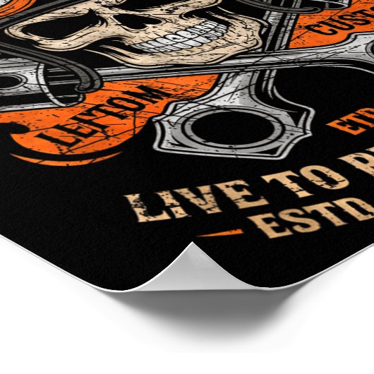 Poster Motorcycle Skull And Ston Crossbones For Men Biker (Coin)