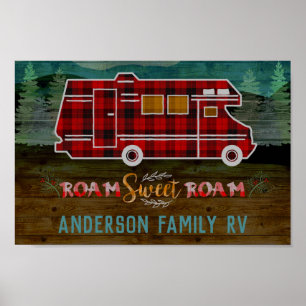Poster Motorhome RV Camper Travel Van Rustic Personalized
