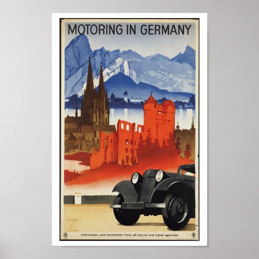 Poster Motoring in Germany Vintage Travel (Devant)