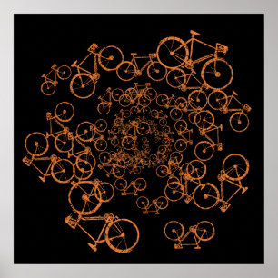 Poster motos orange sur noir (couleur personnalisée)