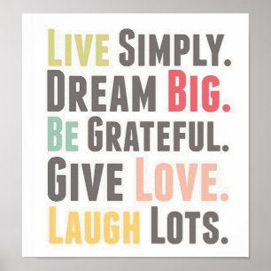 Poster mots à vivre à côté de l'affiche