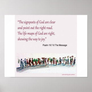 Poster Mots à vivre - Foule et panneaux