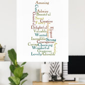 Poster Mots d'affirmation (Bureau à domicile)