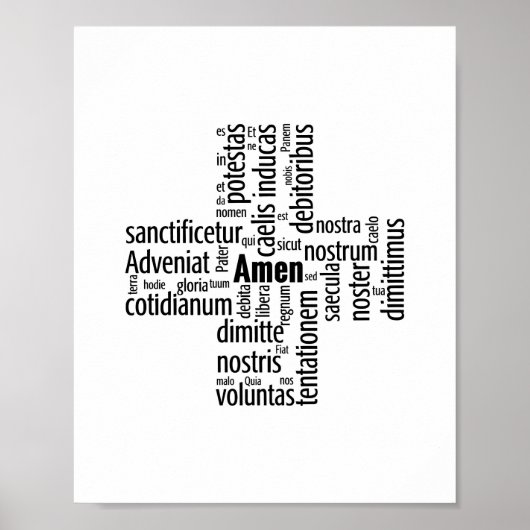 Poster Mots de l'affiche du Pater en latin (Devant)