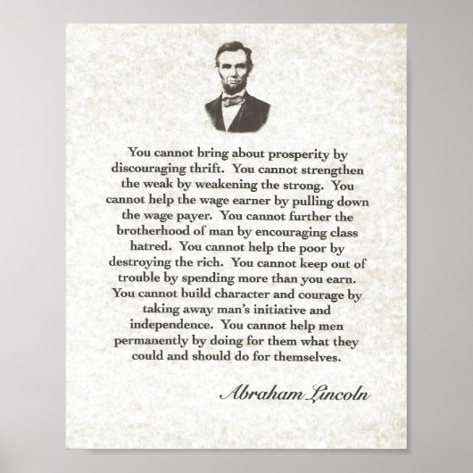 Poster Mots de sagesse sur Parchemin=Abraham Lincoln (Devant)