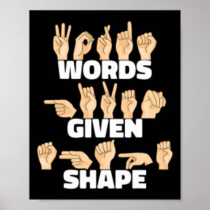 Poster Mots donnés forme ASL American Sign Language