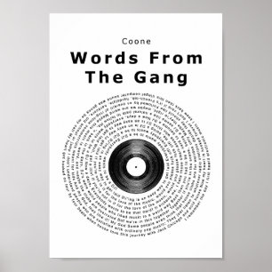 Poster Mots Du Gang Vinyl Record Chanson Lyrique Imprimer