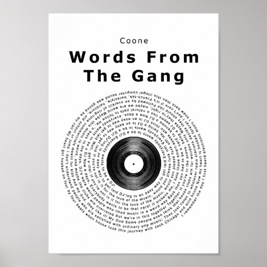 Poster Mots Du Gang Vinyl Record Chanson Lyrique Imprimer (Devant)