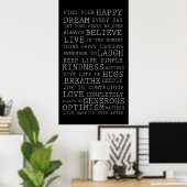 Poster Mots Inspirants Noir Blanc (Bureau à domicile)