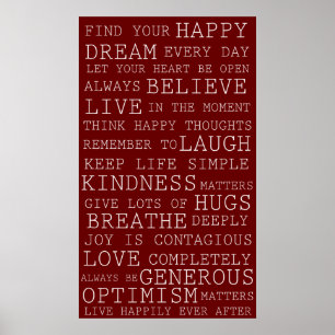 Poster Mots inspirés de pensées positives rouges