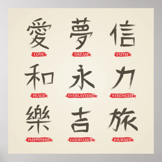 Poster Mots Kanji Japonais (Devant)