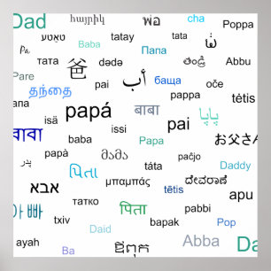 Poster Mots pour papa dans de nombreuses langues différen