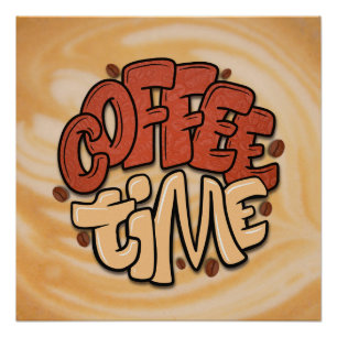 Poster Mots-temps café sur mousse de lait