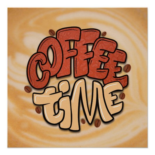 Poster Mots-temps café sur mousse de lait (Devant)