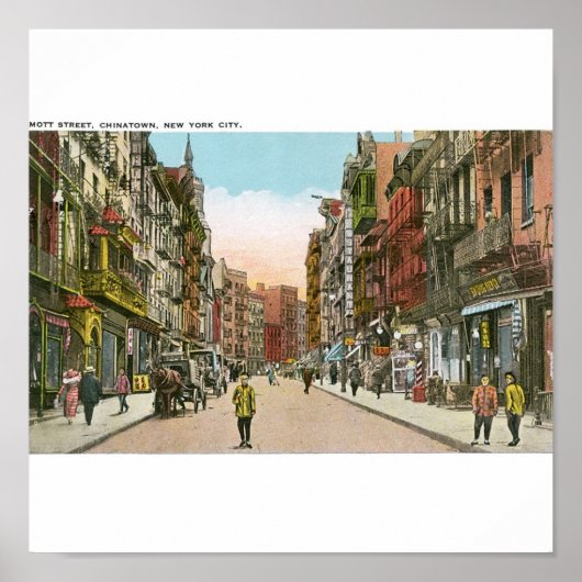 Poster Mott Street, CHINATOWN, New York (Vintage) (Devant)