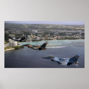 Poster Mouche de combat des Falcons trois F-16 dans la