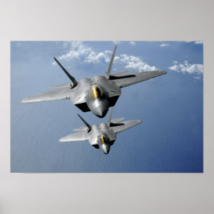 Poster Mouche de deux F-22 Raptors au-dessus de l'océan
