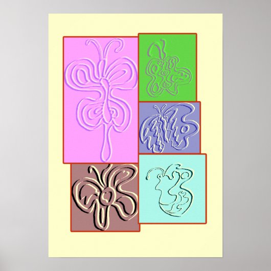 Poster Mouches de lutterfes embouties (Devant)