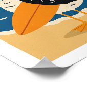 Poster Mouette de surf cool vacances rétro à la plage (Coin)