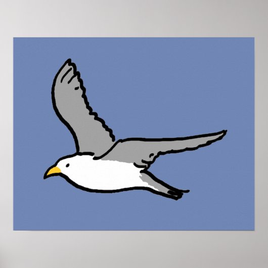 Poster Mouette en vol. Un oiseau en vol (Devant)