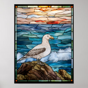 Poster Mouette par le design de fenêtre en verre teinté d
