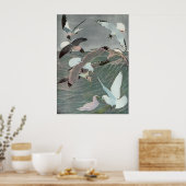 Poster Mouettes au-dessus des vagues océaniques par Louis (Cuisine)