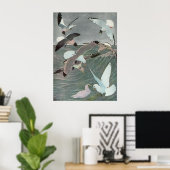 Poster Mouettes au-dessus des vagues océaniques par Louis (Bureau à domicile)