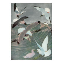 Mouettes au-dessus des vagues océaniques par Louis
