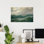 Poster Mouettes au-dessus des vagues par Max Jensen (Bureau à domicile)