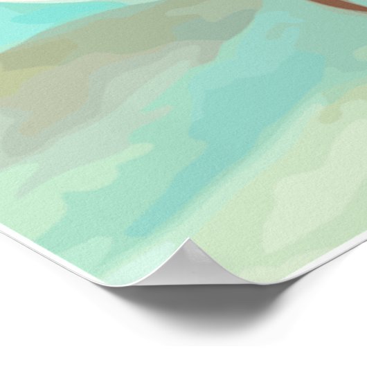 Poster Mouettes d'aquarelle à la plage Oiseau Nature Art (Coin)