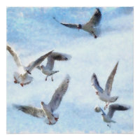 Mouettes en aquarelle de vol
