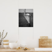 Poster Mouettes noires et blanches sur les postes 16x20 (Cuisine)