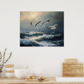 Poster Mouettes Océan Orageux Beaux-Arts (Cuisine)