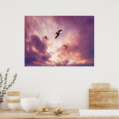 Poster Mouettes volant dans le ciel couché (Cuisine)