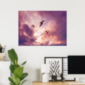 Poster Mouettes volant dans le ciel couché (Bureau à domicile)