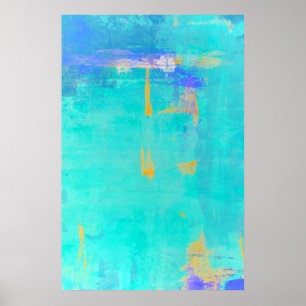 Poster "Moulée loin" turquoise et art abstrait orange