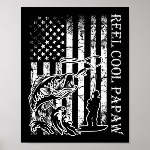 Poster Moulin à pêche pour hommes Cool Papaw Drapeau amér