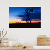 Poster Moulin à vent dans l'affiche bleue (Cuisine)